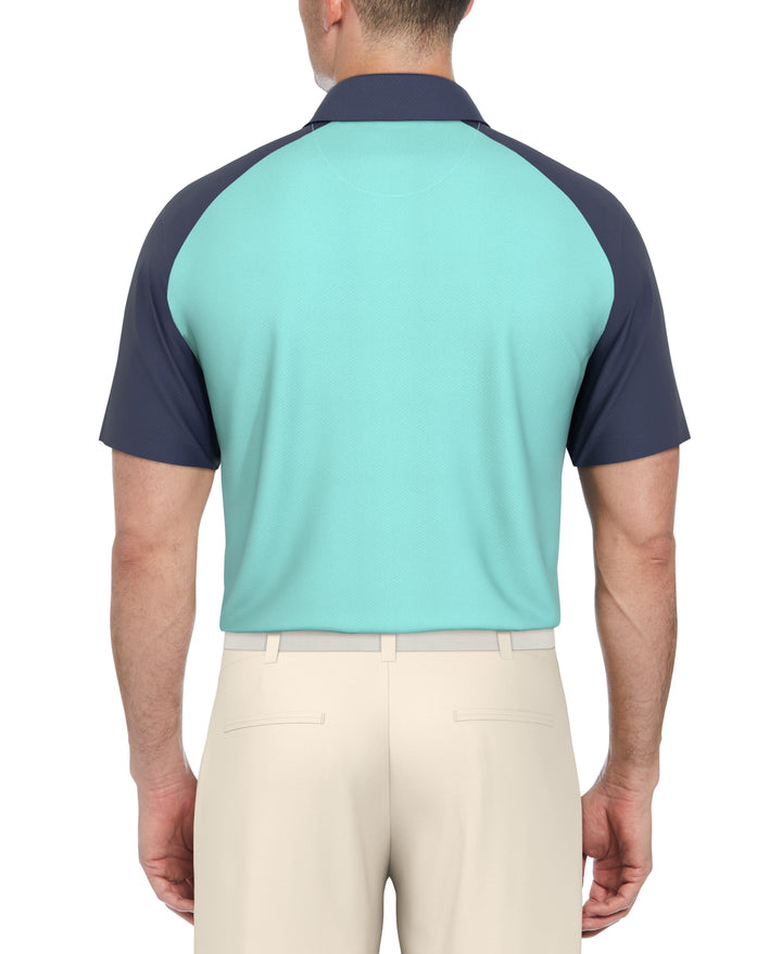 Textured Color Block Golf Polo (Blue Curacao) 
