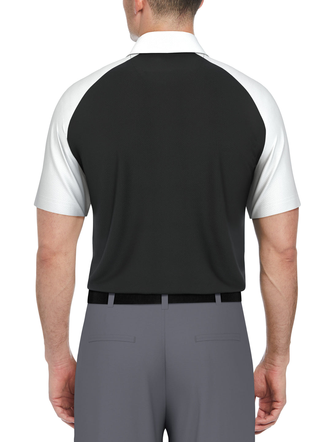 Textured Color Block Golf Polo (Bright White) 