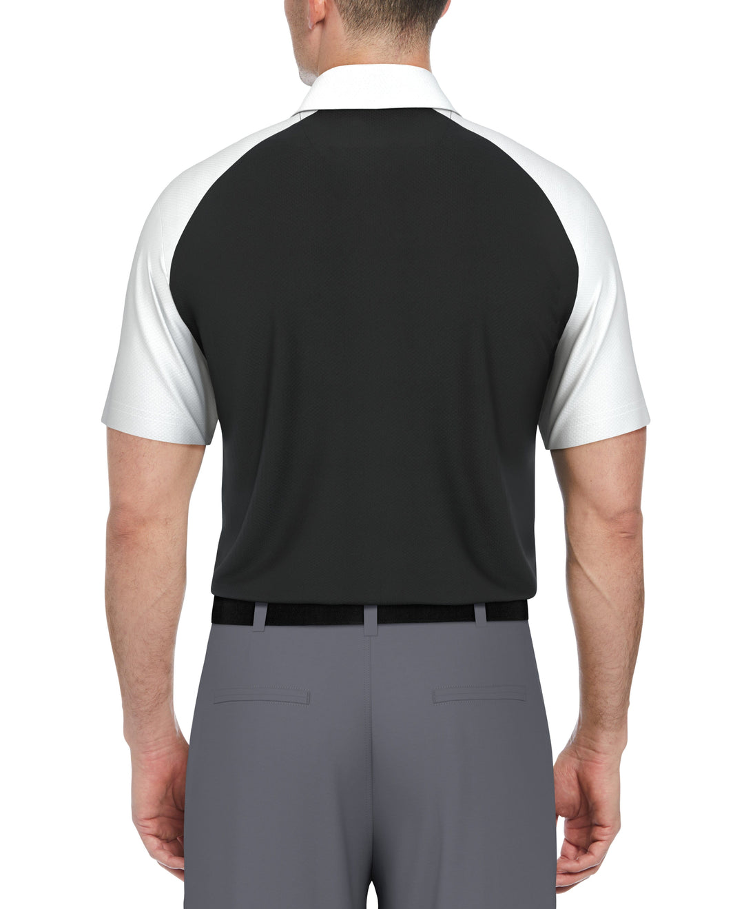 Textured Color Block Golf Polo (Bright White) 