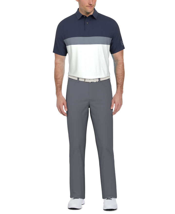 Textured Color Block Golf Polo (Peacoat) 