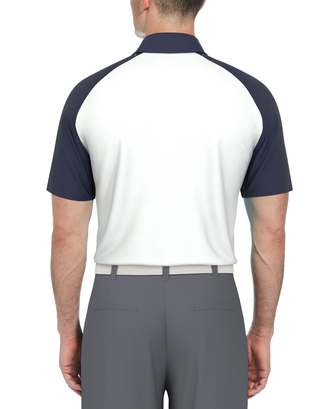 Textured Color Block Golf Polo (Peacoat) 