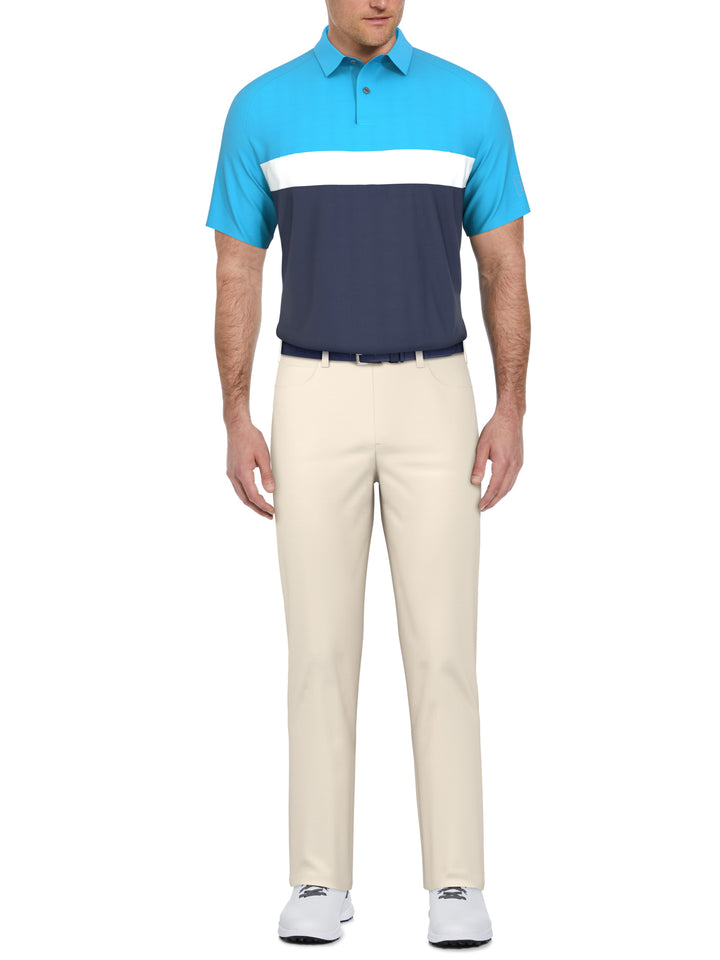 Men's Textured Color Block Golf Polo