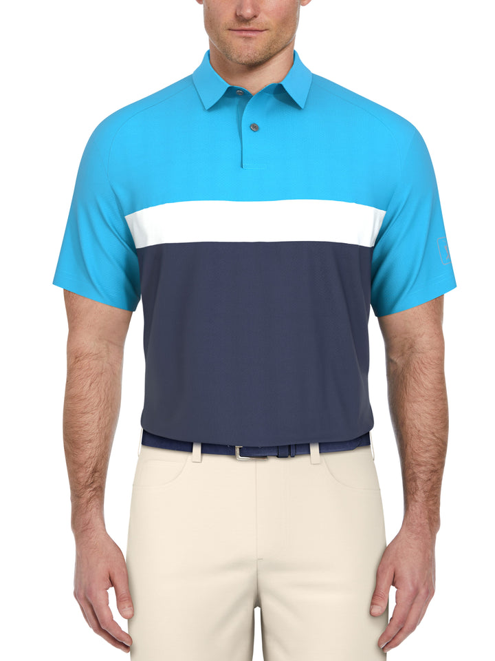 Men's Textured Color Block Golf Polo