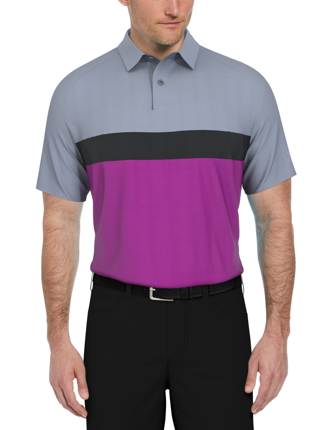 Men's Textured Color Block Golf Polo
