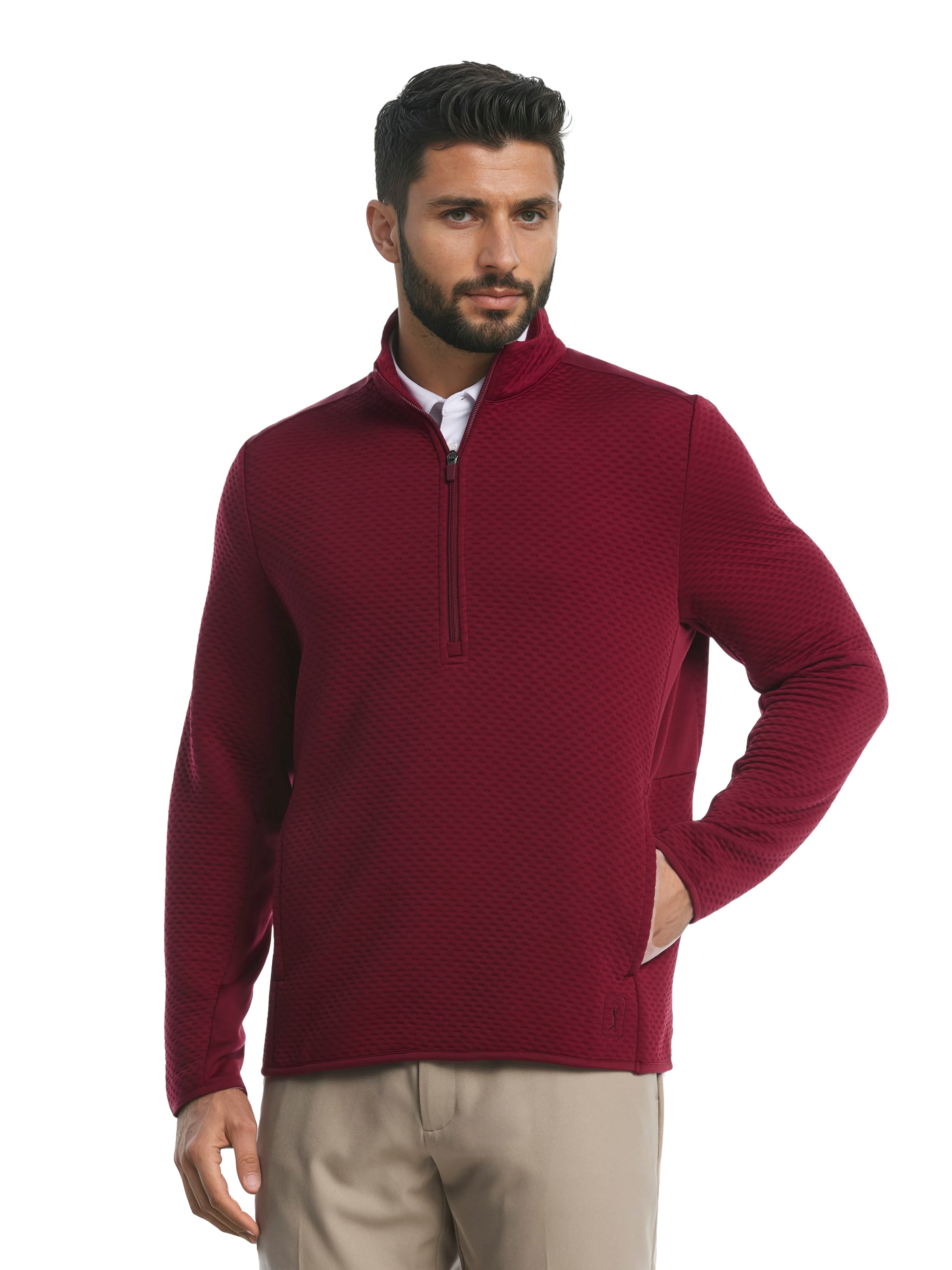Men's Textured Quarter Zip Golf Base Layer – Golf Apparel Shop