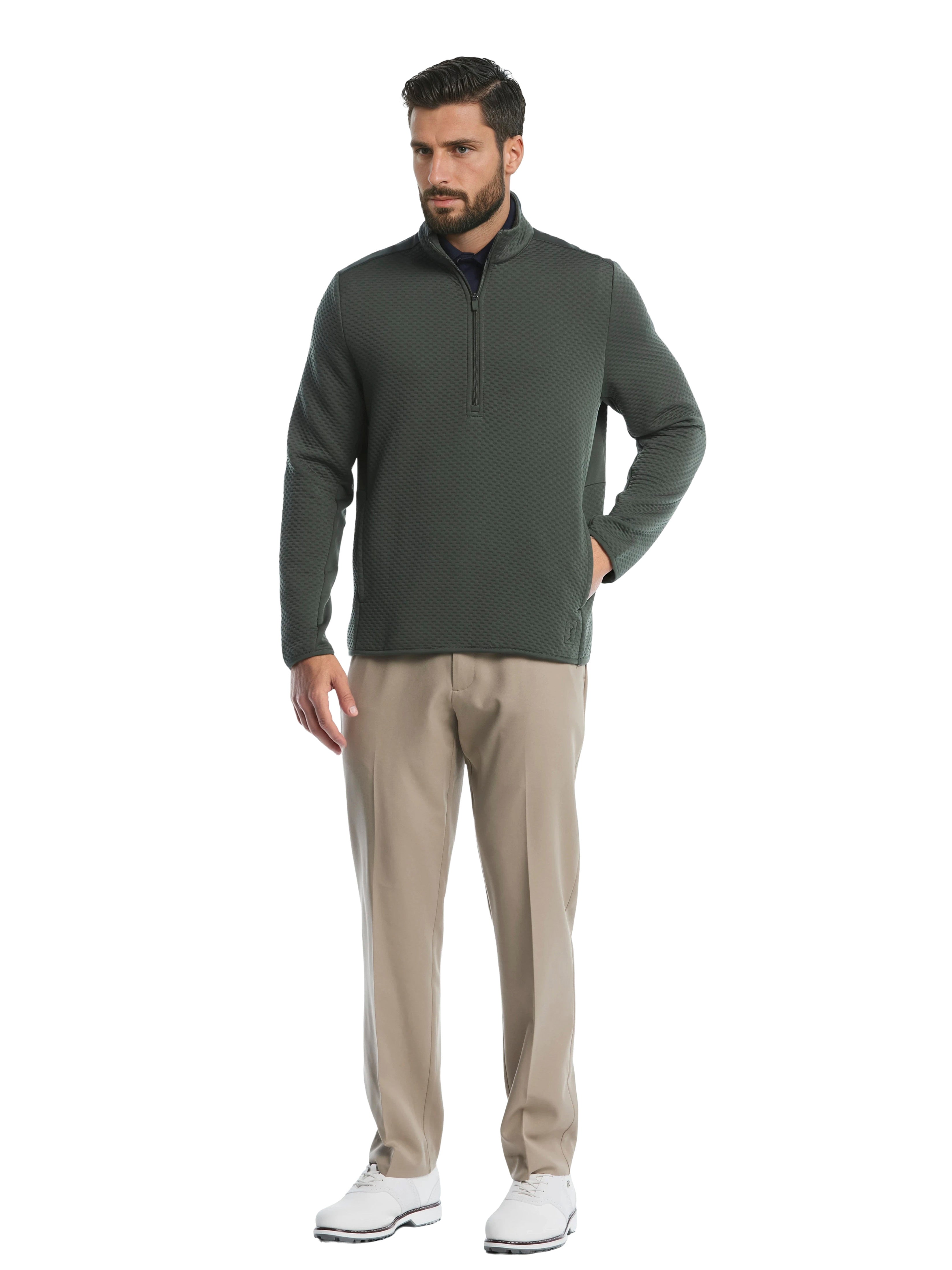 Men's Textured Quarter Zip Golf Base Layer – Golf Apparel Shop