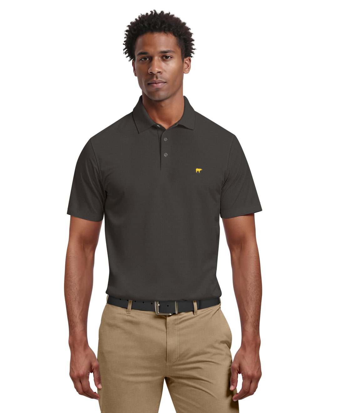 Short Sleeve Solid Texture Polo (Charcoal Art) 