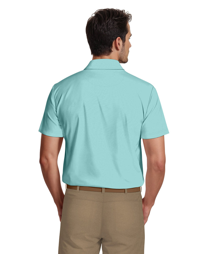 Short Sleeve Texture Solid Polo (Milky Blue) 