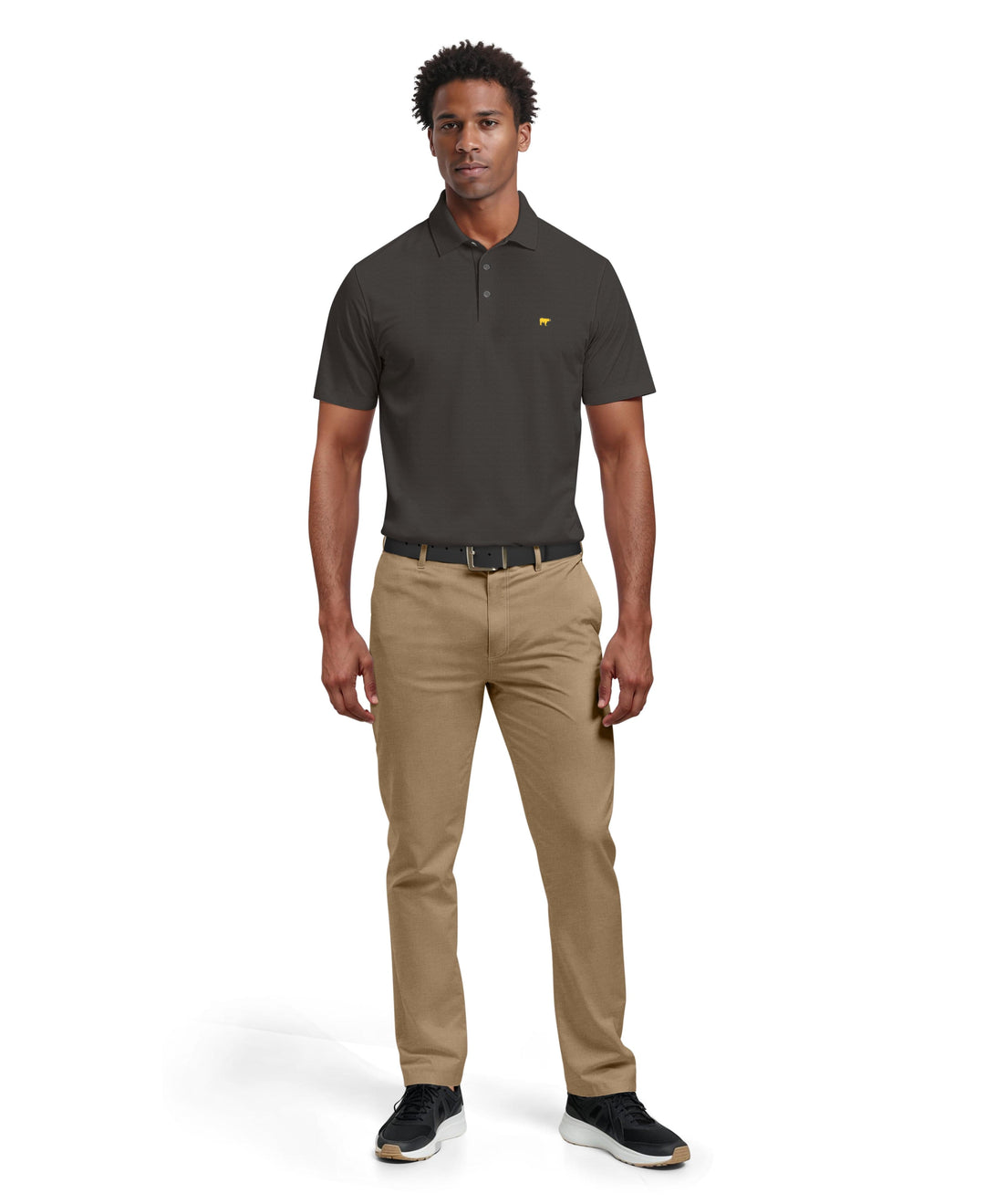 Short Sleeve Solid Texture Polo (Charcoal Art) 