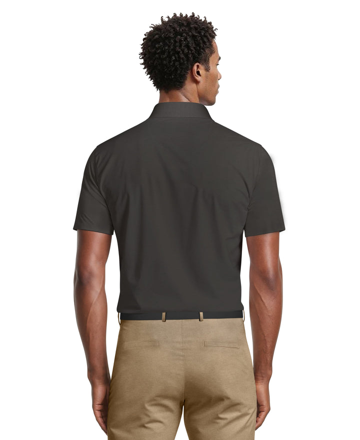 Short Sleeve Solid Texture Polo (Charcoal Art) 