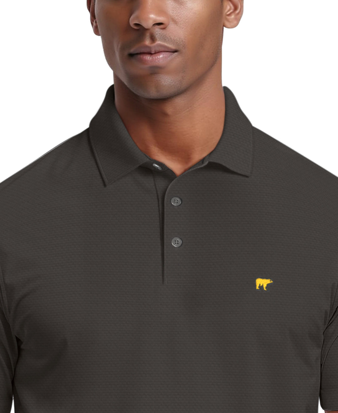 Short Sleeve Solid Texture Polo (Charcoal Art) 