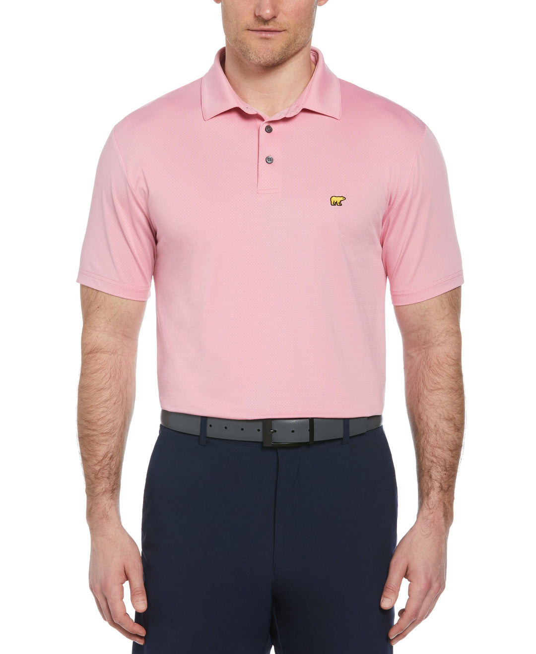 Short Sleeve Solid Texture Polo (Sea Pink) 