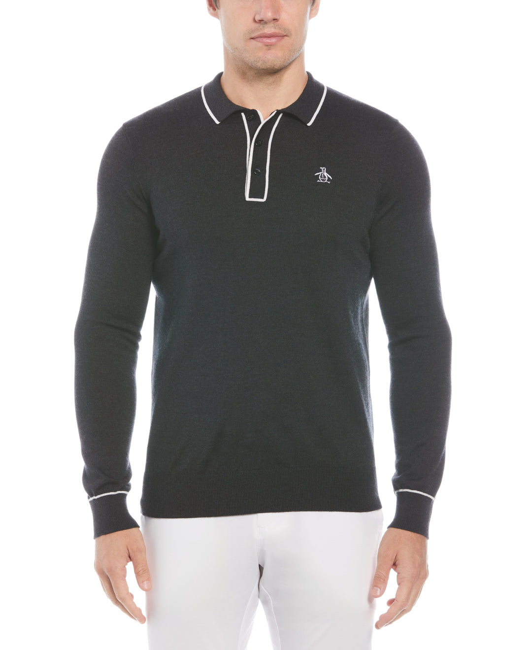 The Earl Merino Wool Blend Golf Sweater (Dark Caviar Heather) 