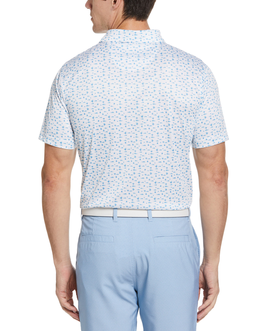 The Seas Printed Golf Polo (Bright White) 