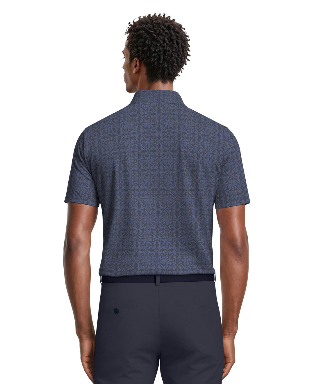 Men's Tile Print Polo (Mood Indigo) 