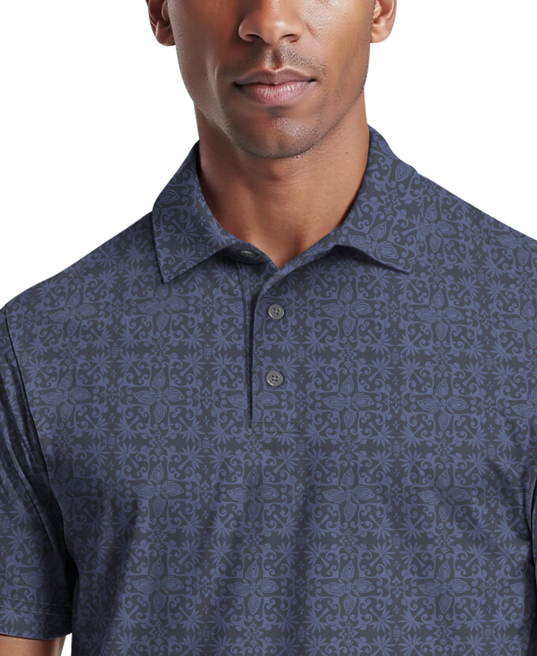 Men's Tile Print Polo (Mood Indigo) 