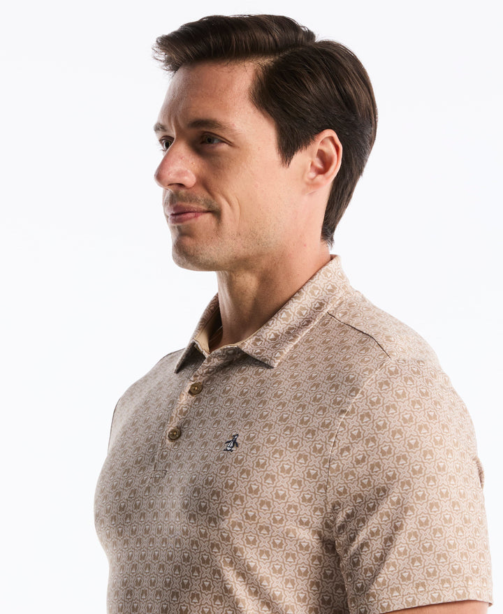 Tiny Geometric Print Polo (Chinchilla) 