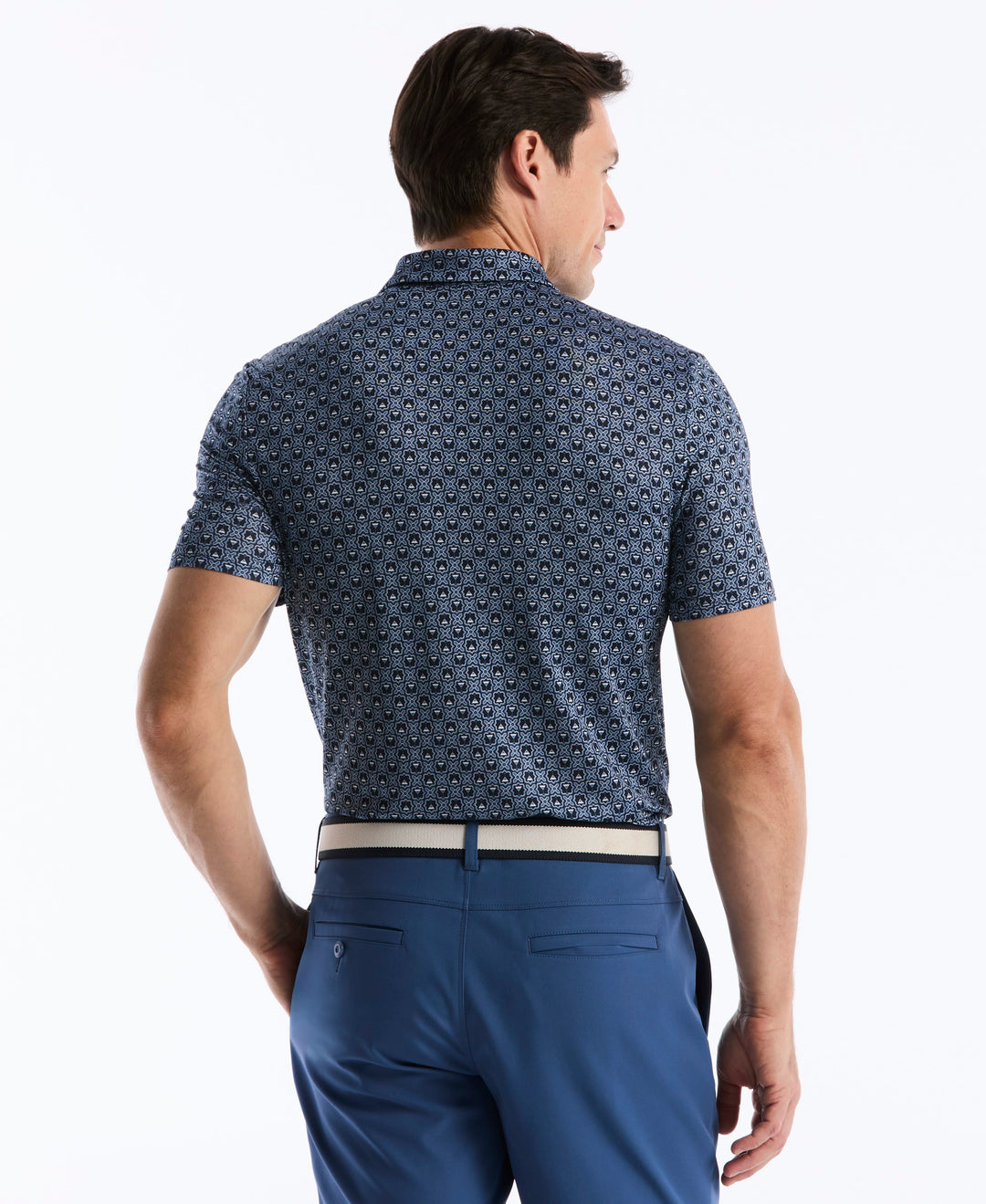 Tiny Geometric Print Polo (Black Iris) 