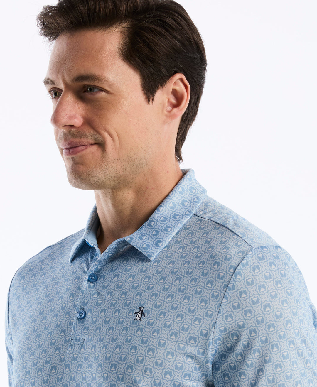 Tiny Geometric Print Polo (Blissful Blue) 
