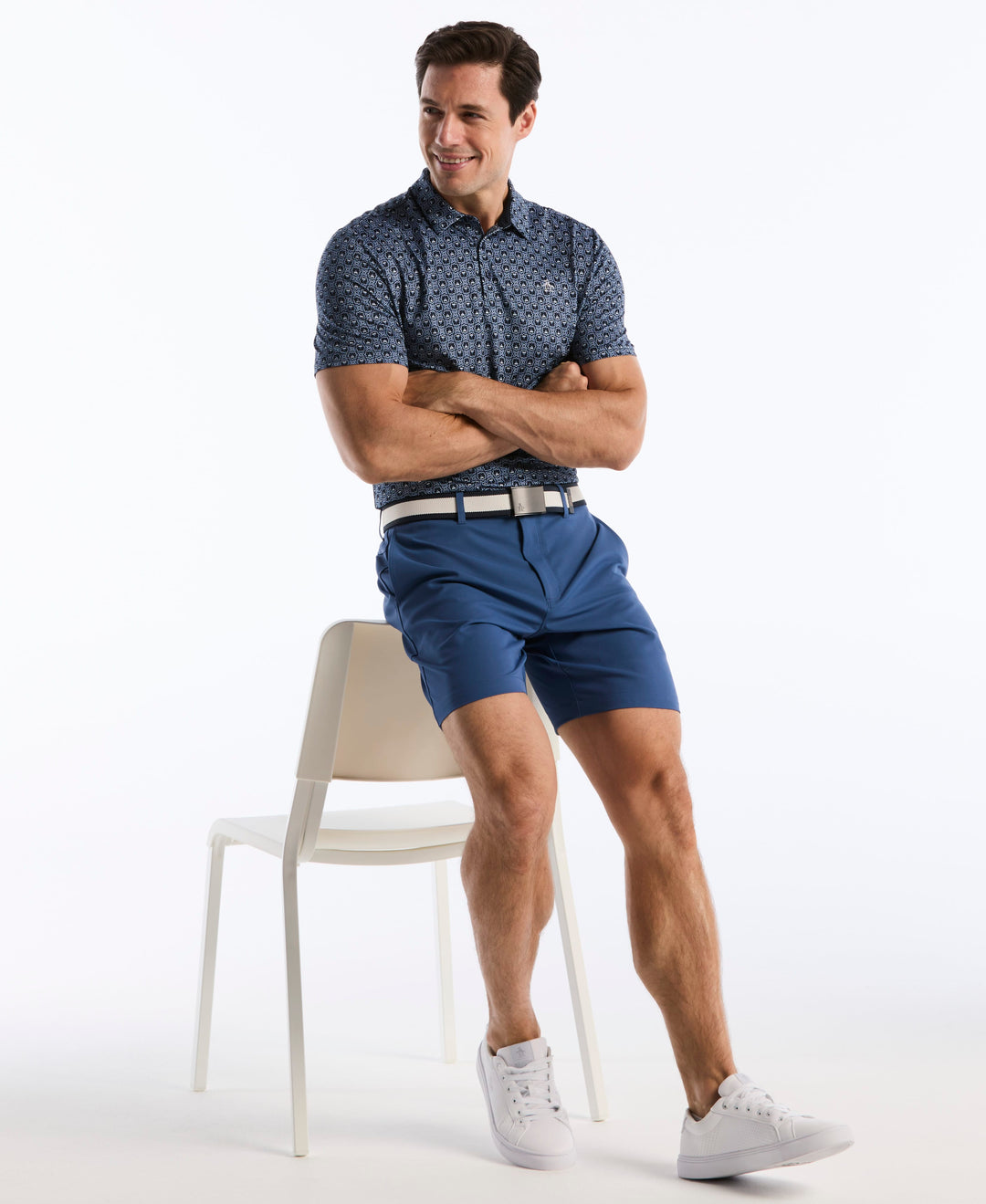 Tiny Geometric Print Polo (Black Iris) 