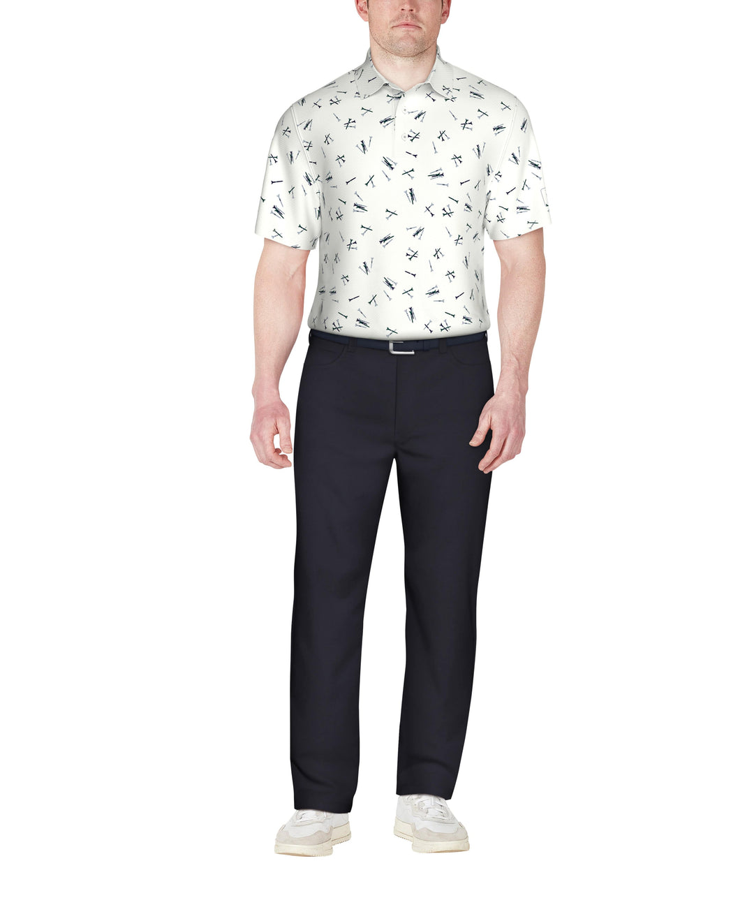 Tossed Tees Print Golf Polo (Bright White) 