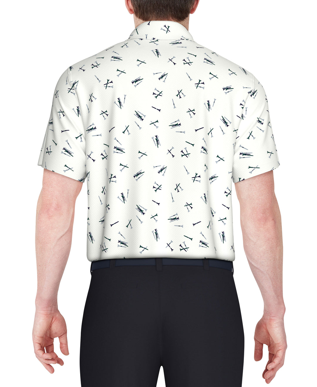 Tossed Tees Print Golf Polo (Bright White) 