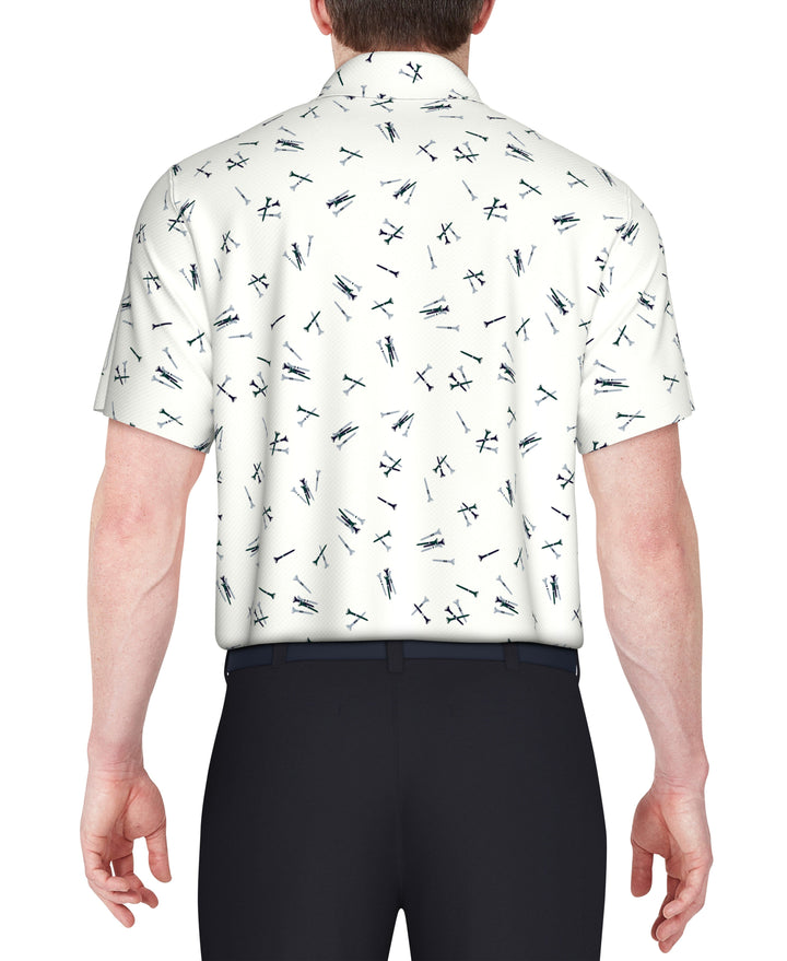 Tossed Tees Print Golf Polo (Bright White) 