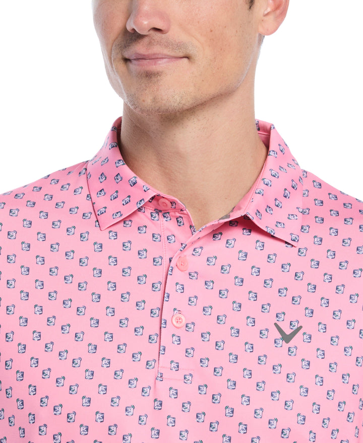 Tropical Cocktail Print Golf Polo (Dianthus) 