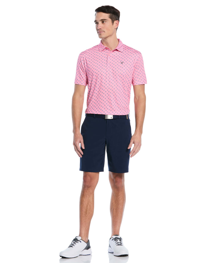 Tropical Cocktail Print Golf Polo (Dianthus) 