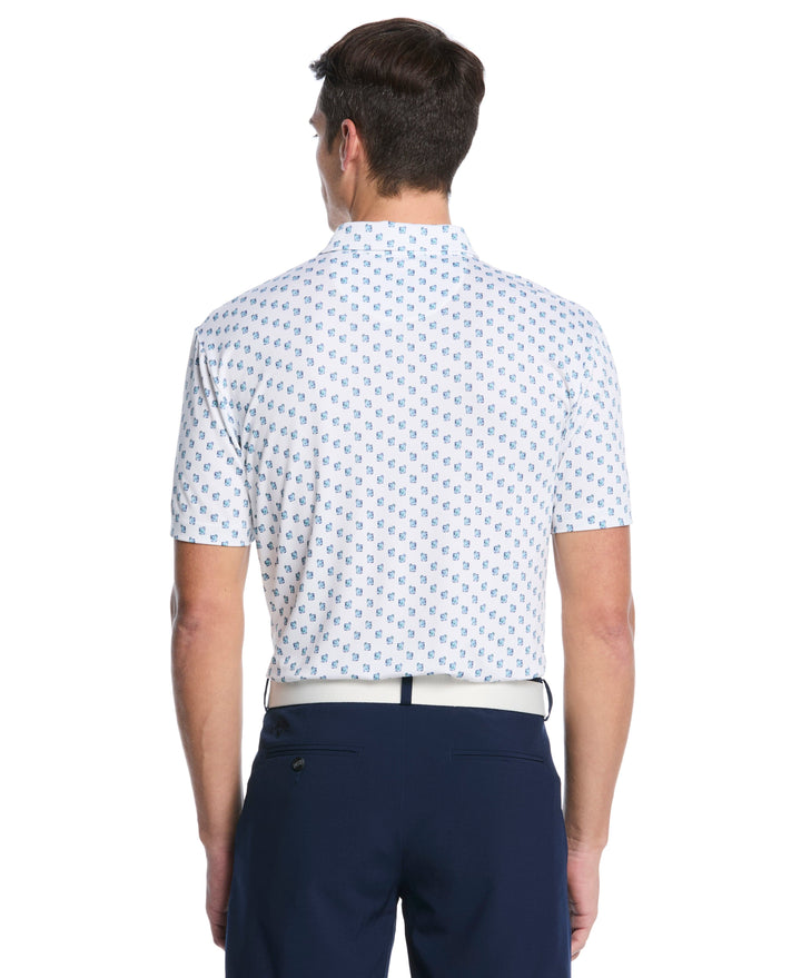 Tropical Cocktail Print Golf Polo (Bright White) 