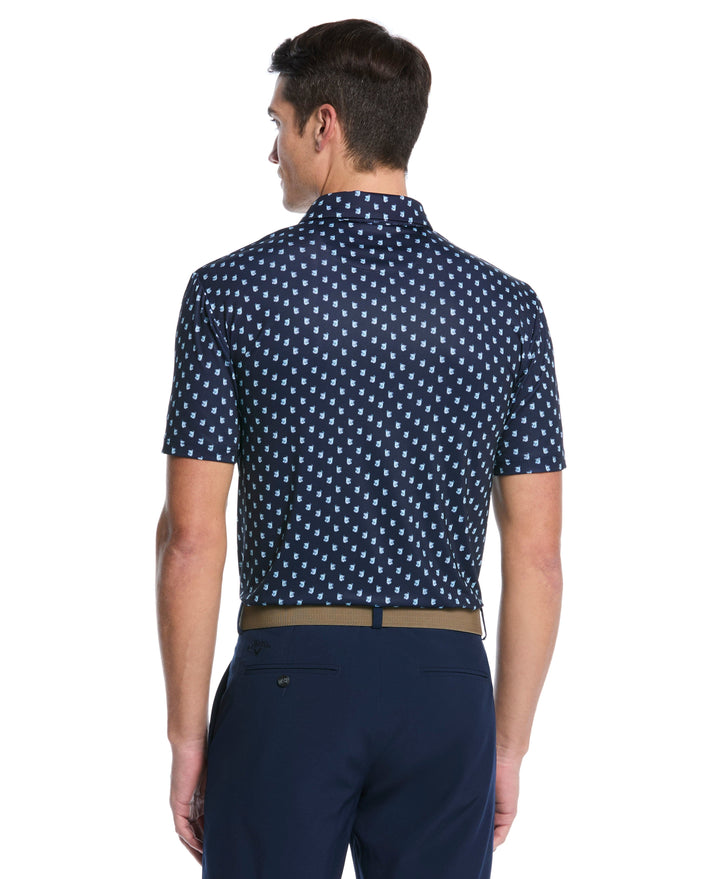 Tropical Cocktail Print Golf Polo (Peacoat) 