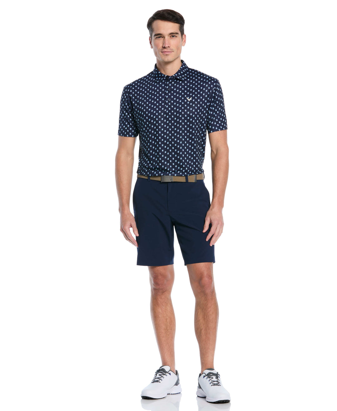 Tropical Cocktail Print Golf Polo (Peacoat) 
