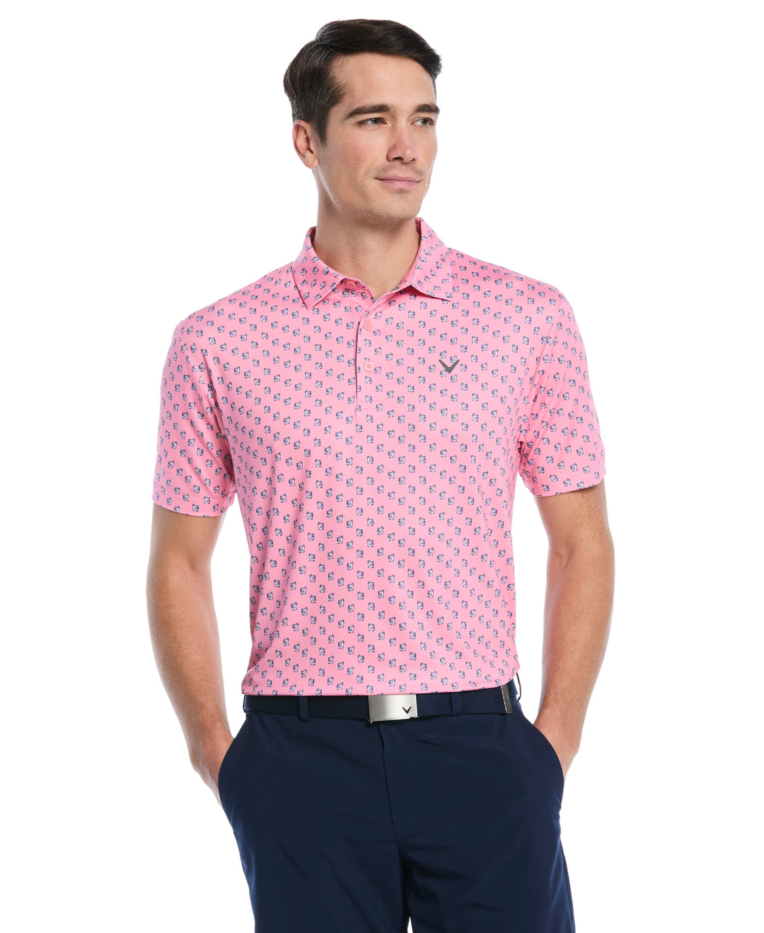 Tropical Cocktail Print Golf Polo (Dianthus) 