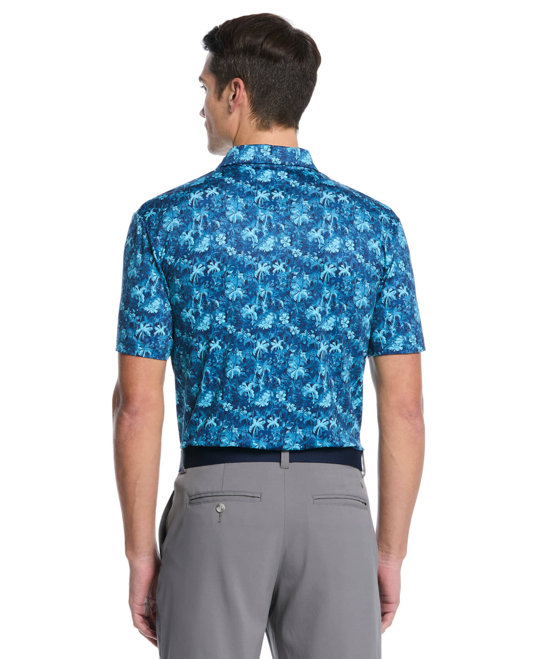 Tropical Confetti Print Golf Polo (Peacoat) 