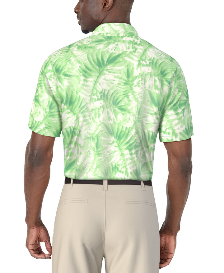 Short Sleeve Tropical Leaf Print Polo (Gumdrop Green) 