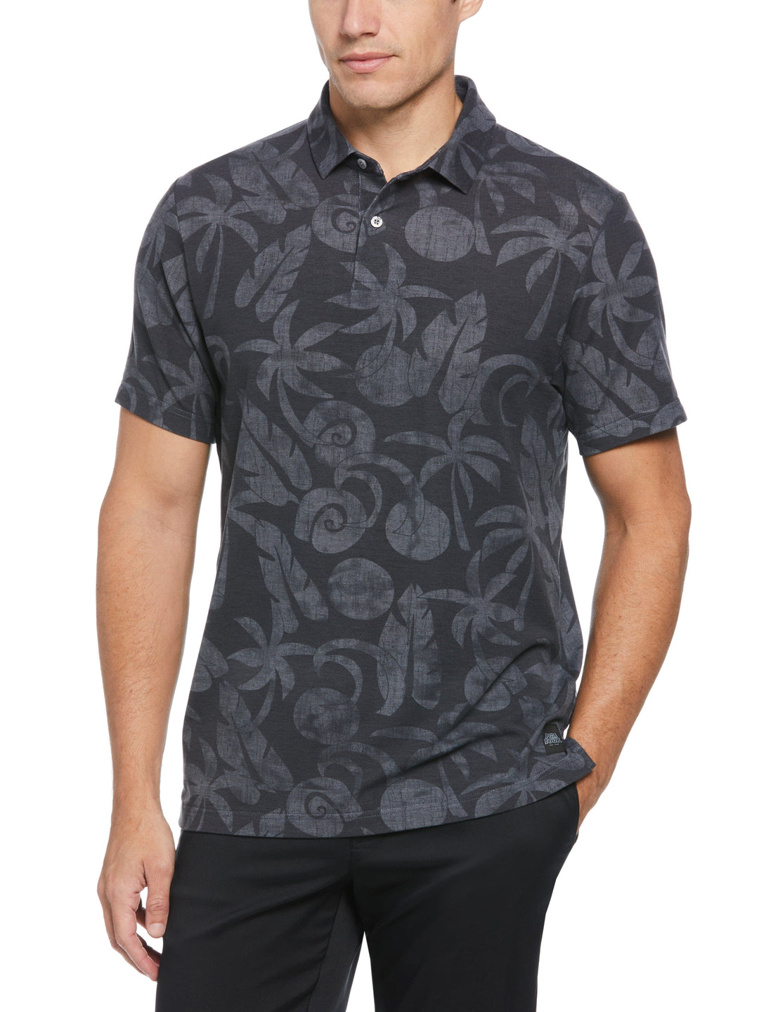 Tropical Print Golf Polo (Charcoal Art) 