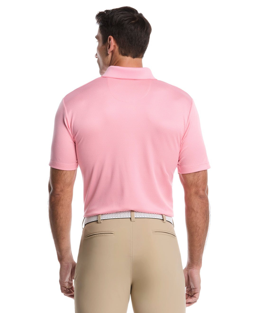 Two-Tone Micro Geometric Jacquard Golf Polo (Strawberry Pink) 