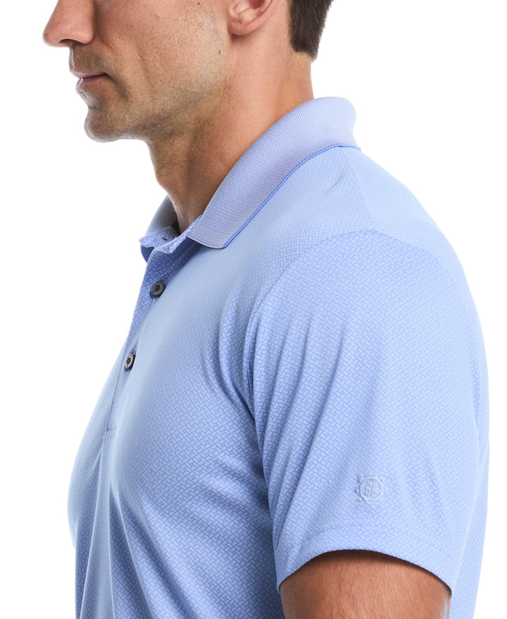 Two-Tone Micro Geometric Jacquard Golf Polo (Cornflower Blue) 