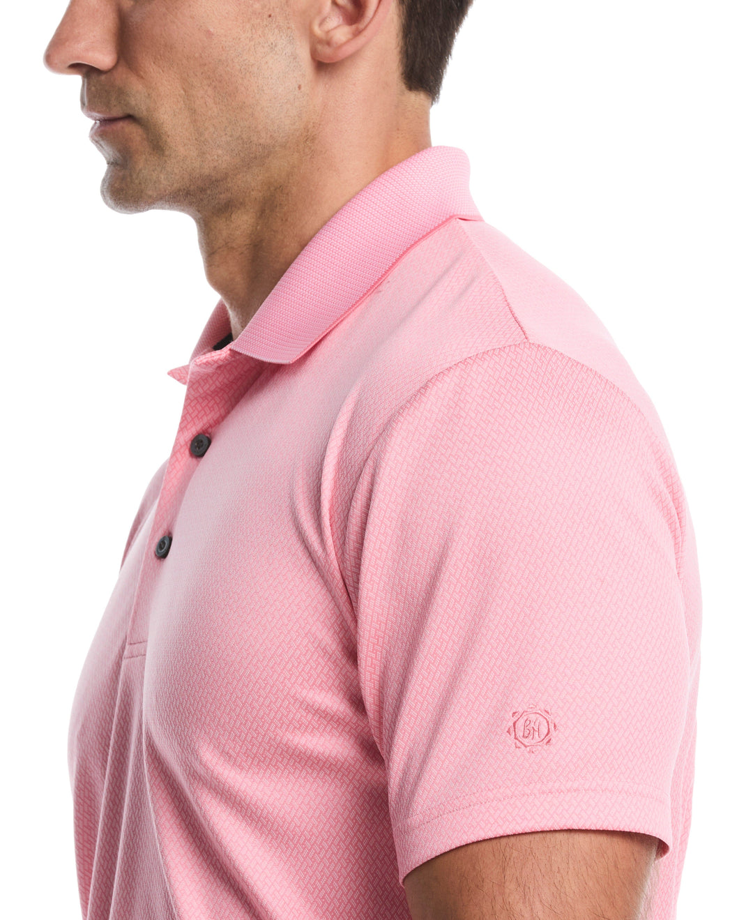 Two-Tone Micro Geometric Jacquard Golf Polo (Strawberry Pink) 