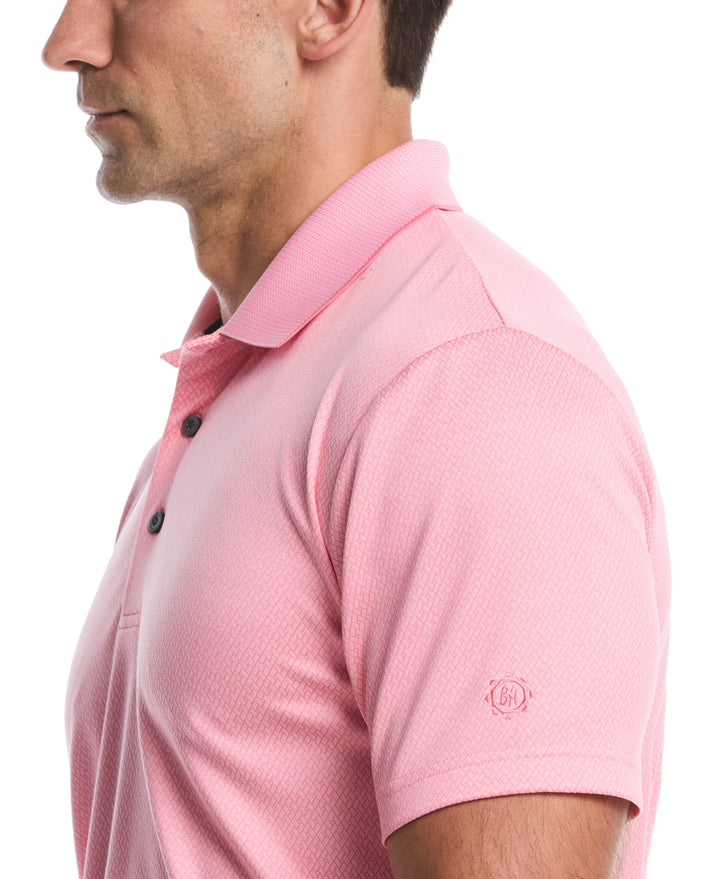 Two-Tone Micro Geometric Jacquard Golf Polo (Strawberry Pink) 