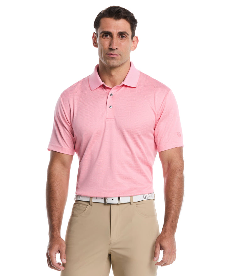 Two-Tone Micro Geometric Jacquard Golf Polo (Strawberry Pink) 