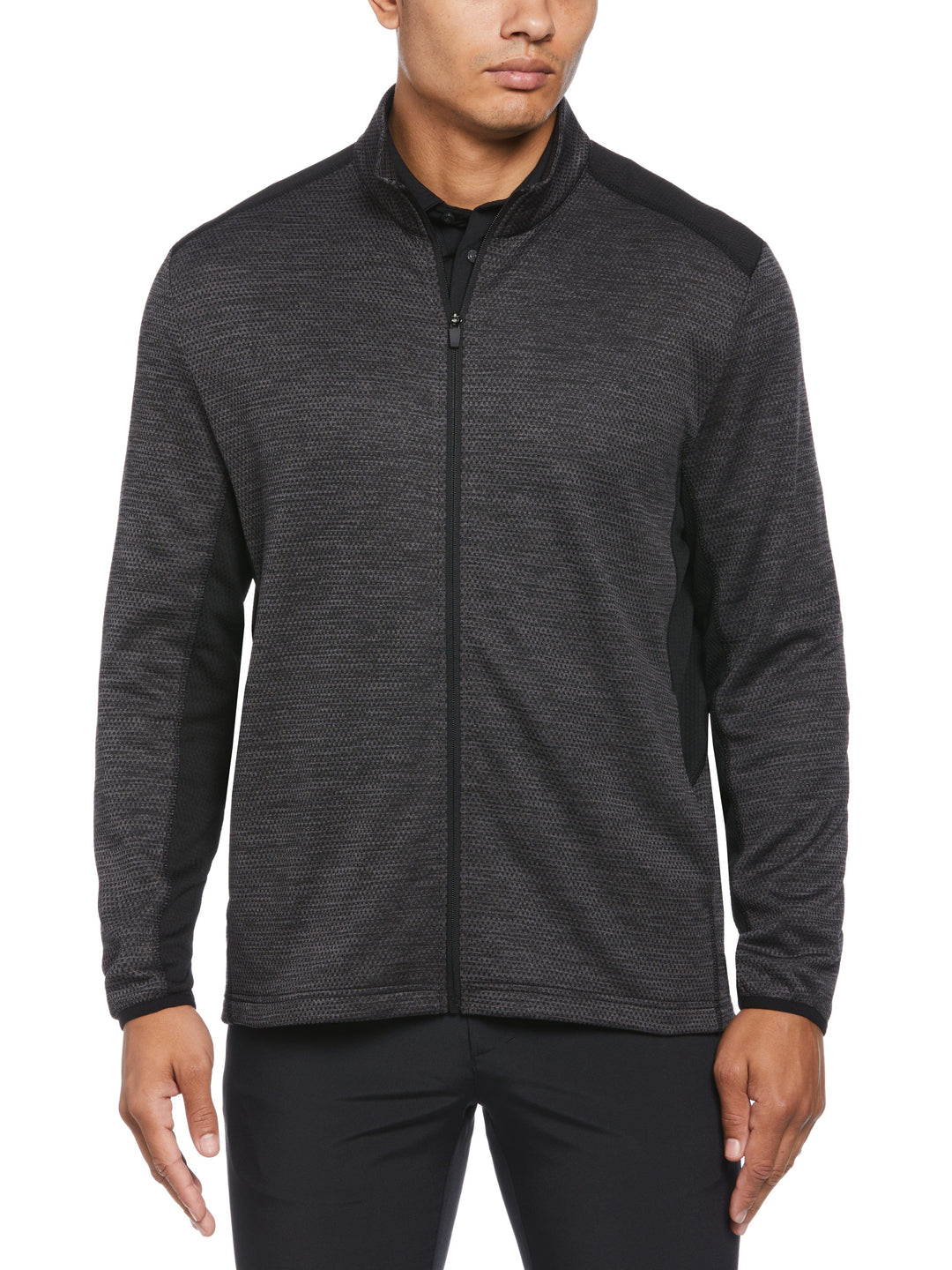 Men's Two Tone Space Dye Full Zip Golf Pullover