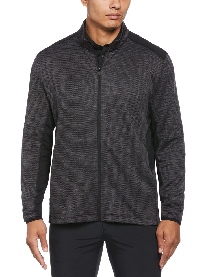 Men's Two Tone Space Dye Full Zip Golf Pullover