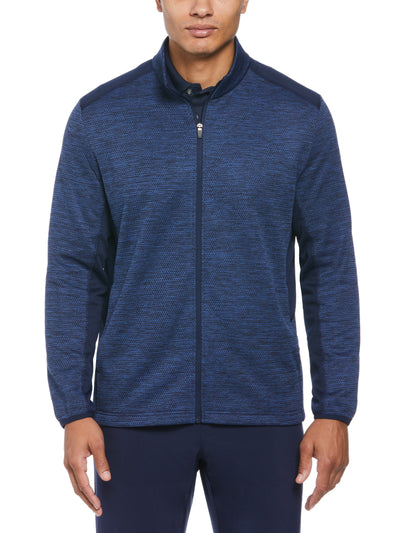 Men's Two Tone Space Dye Full Zip Golf Pullover