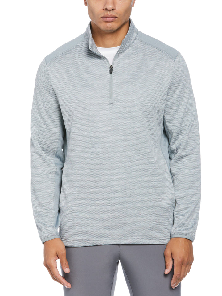 Men's Two Tone Space Dye Quarter Zip Golf Pullover