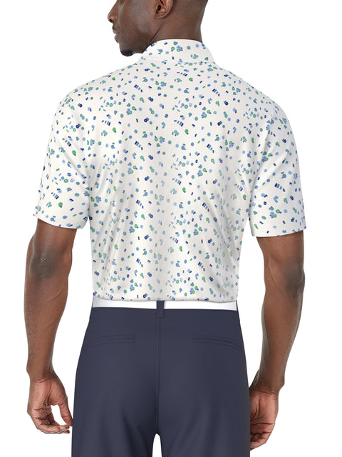 Umbrella Geo Print Golf Polo (Bright White) 