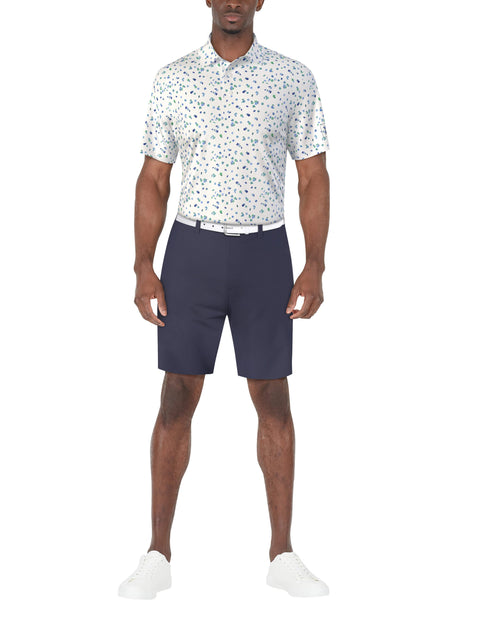 Umbrella Geo Print Golf Polo (Bright White) 