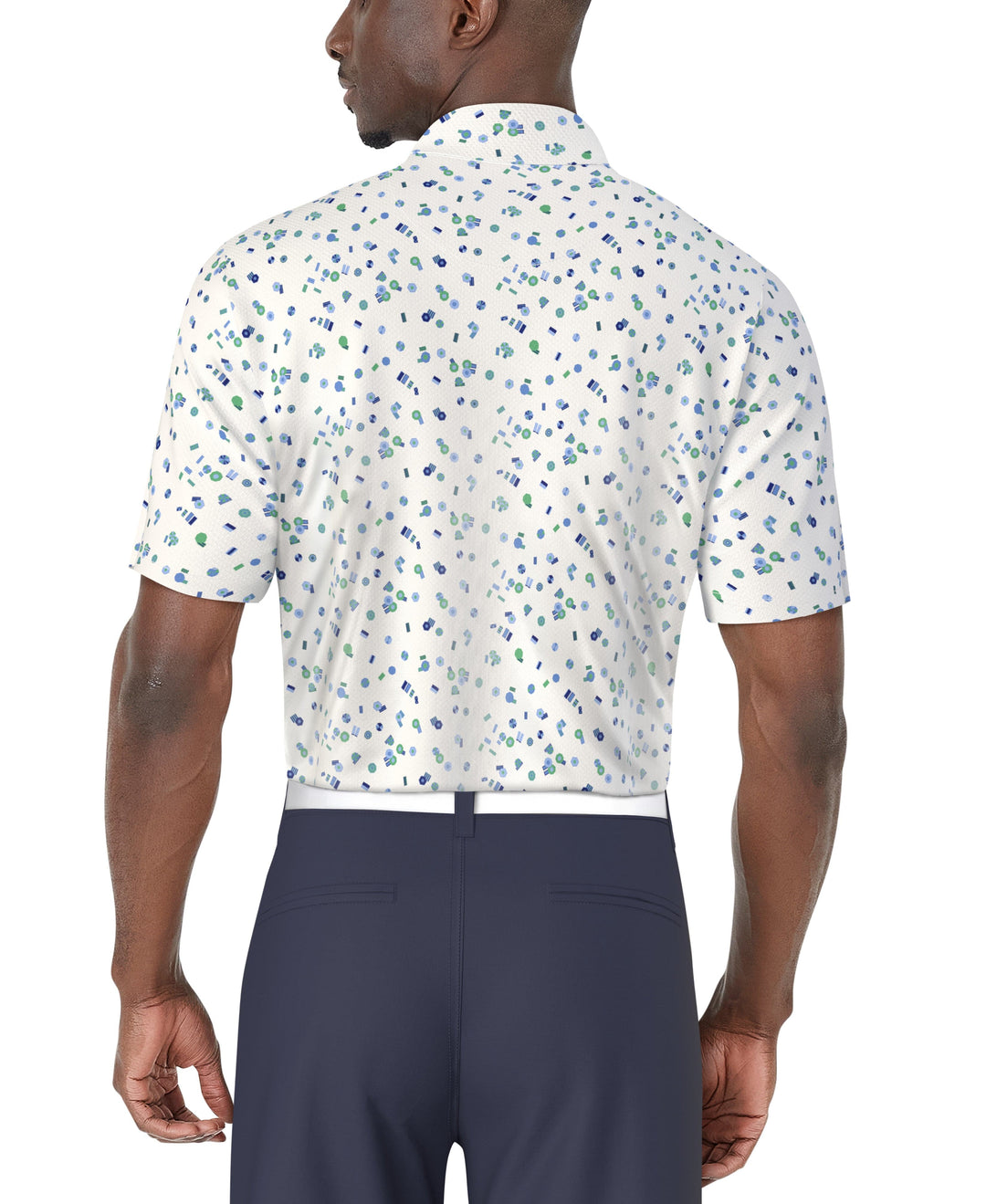 Umbrella Geo Print Golf Polo (Princess Blue) 