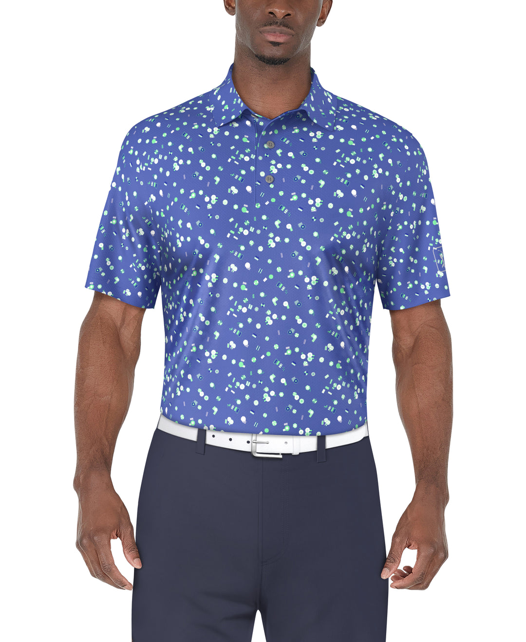Umbrella Geo Print Golf Polo (Princess Blue) 