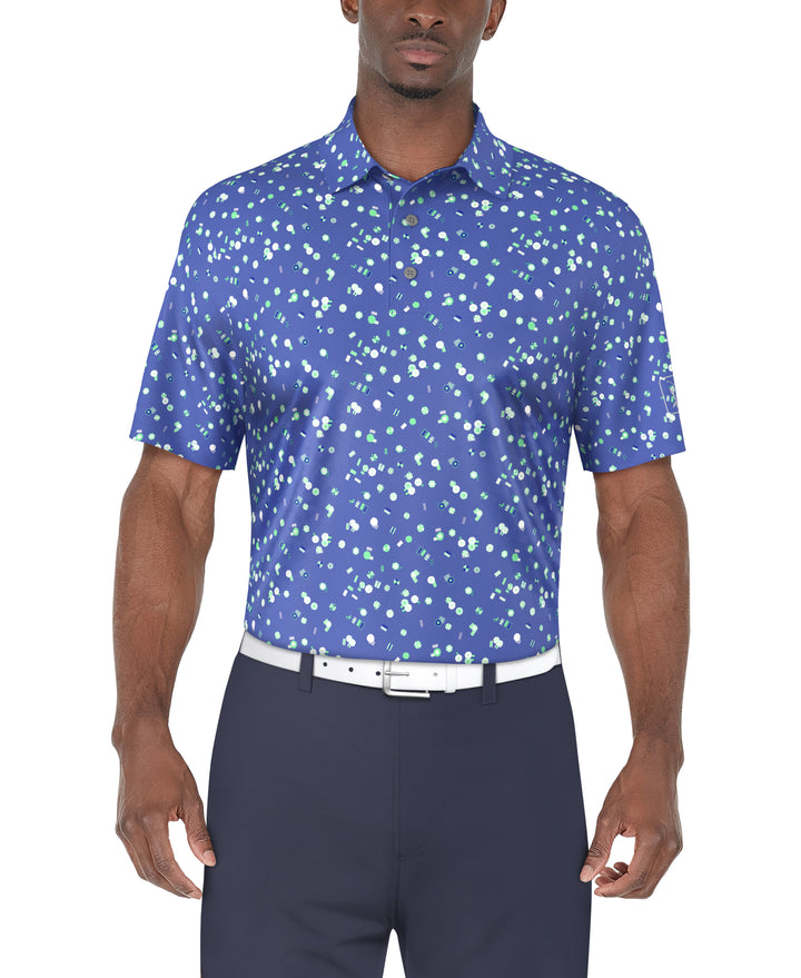 Umbrella Geo Print Golf Polo (Princess Blue) 